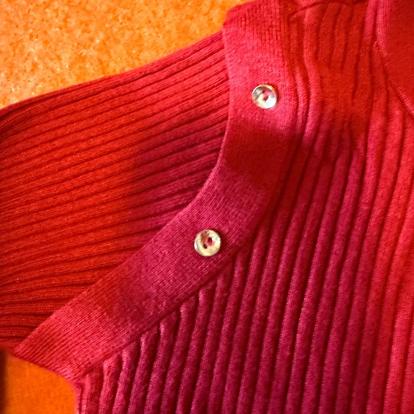 Venus red ribbed rayon blend long sleeve knit sweater dress NWOT - Picture 11 of 14